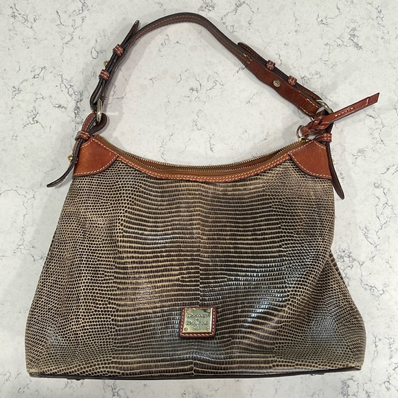 Dooney & Bourke Lizard Embossed Hobo Shoulder Bag - Picture 1 of 7